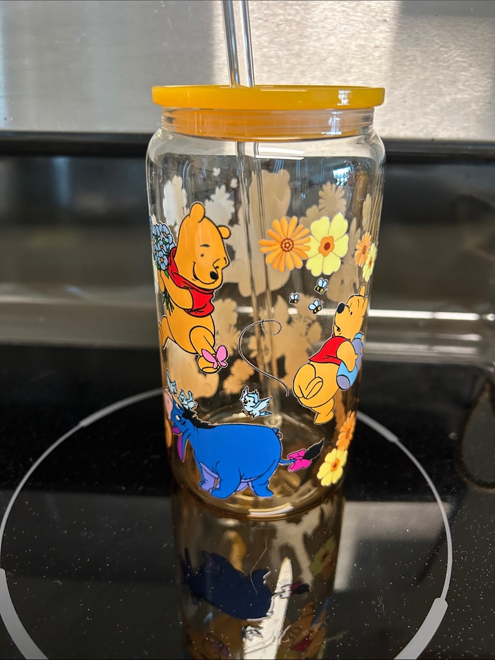 Winnie the Pooh Floral Character Tumbler with Straw